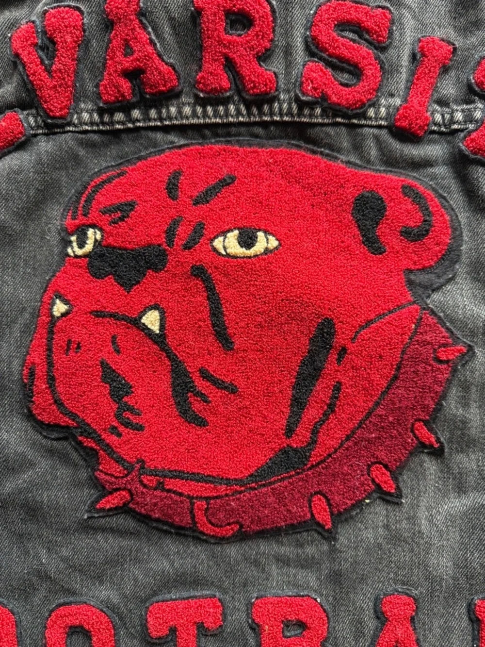 Polo Ralph Lauren RL Varsity Football Bulldog Denim Jacket L - Picture 7 of 16